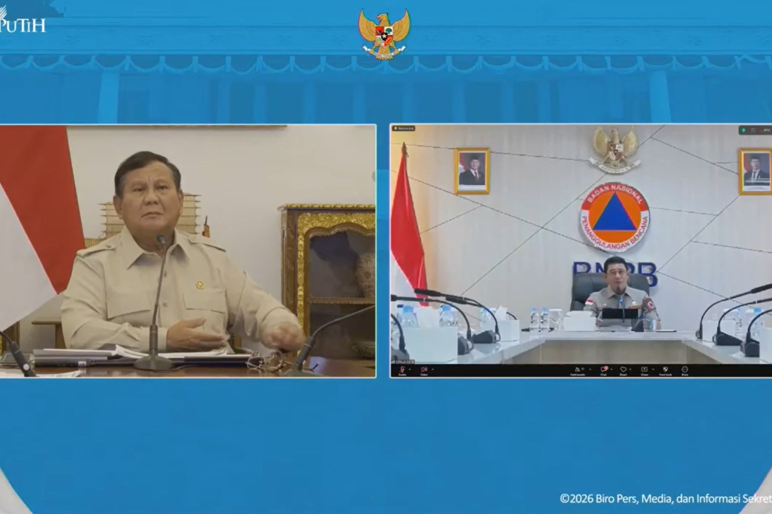 Presiden Prabowo Subianto dan Kepala BNPB Suharyanto