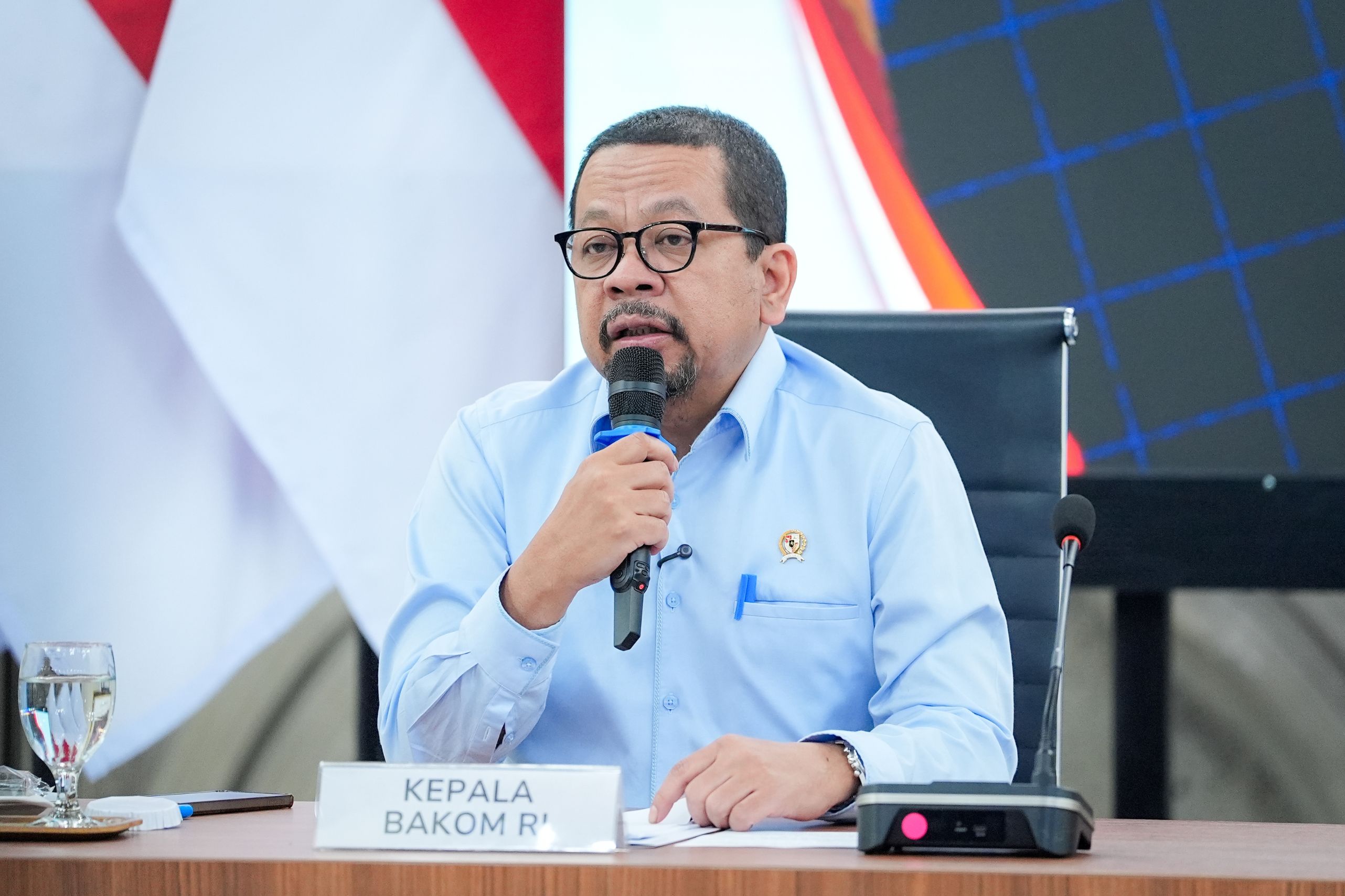 Kepala Badan Komunikasi Pemerintah Muhammad Qodari di Konpers PHTC